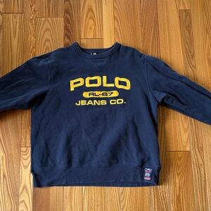 Polo Ralph Lauren Navy and Yellow Crewneck Sweater